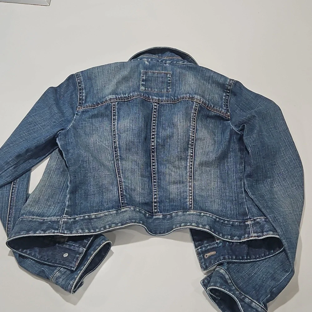 Cropped Womens Jean Jacket." Loft" Sz 0    Sz Xs - Picture 5 of 5